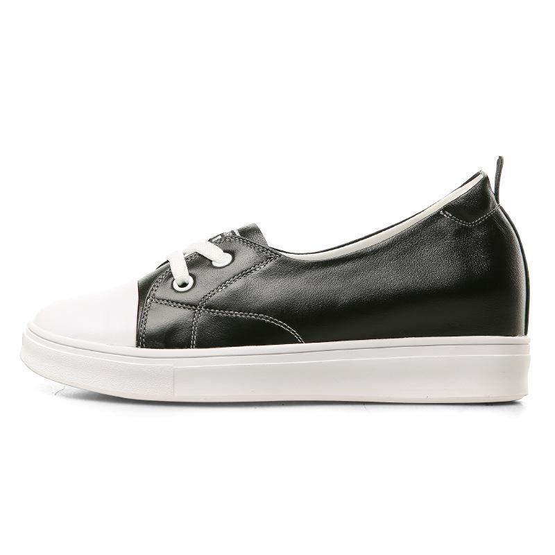 

Inner height increase small white shoes women s spring new versatile 5cm spring platform white shoes casual leather shoes 40 чорний