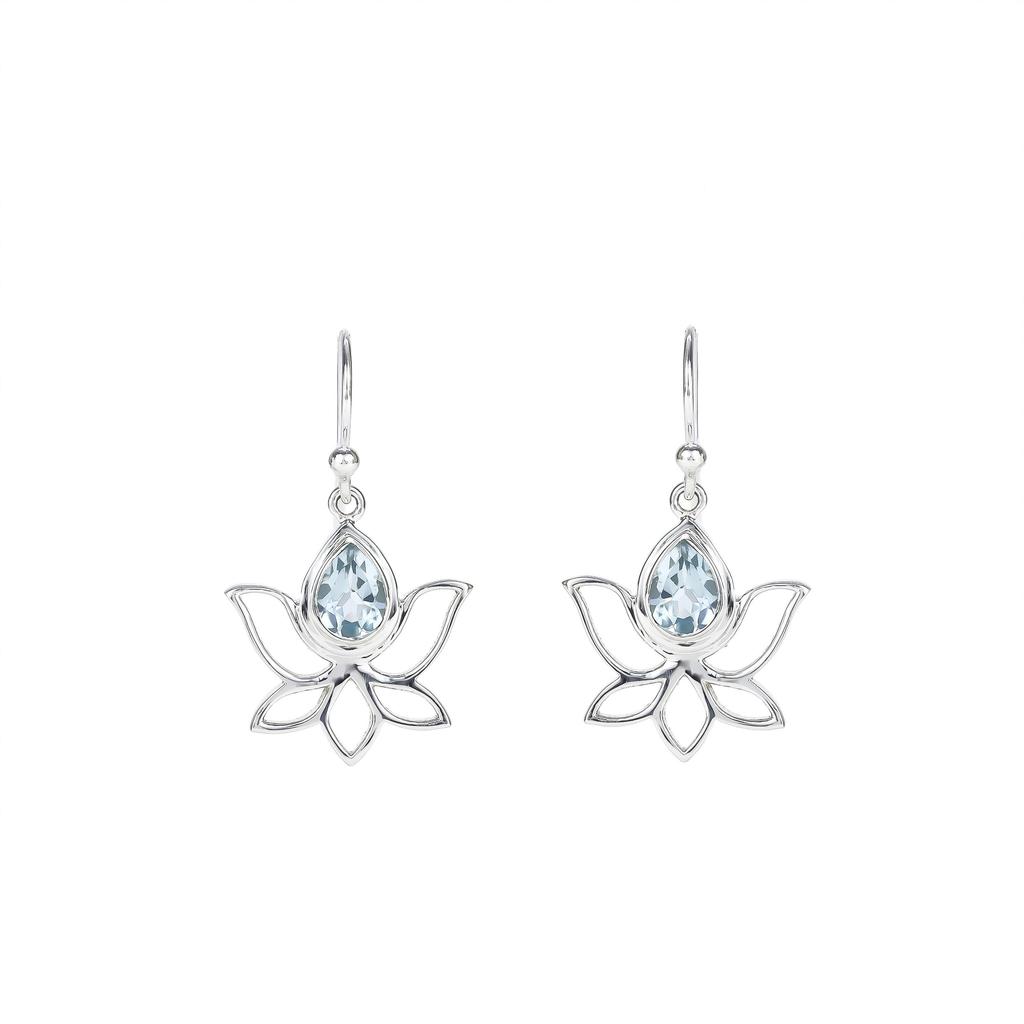 Garnet Flower Earrings: Sterling Silver Dangle Earrings