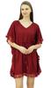 Bimba Women's V Neck Tassel Kaftan Short Rayon Caftan Designer Beachwear Coverup