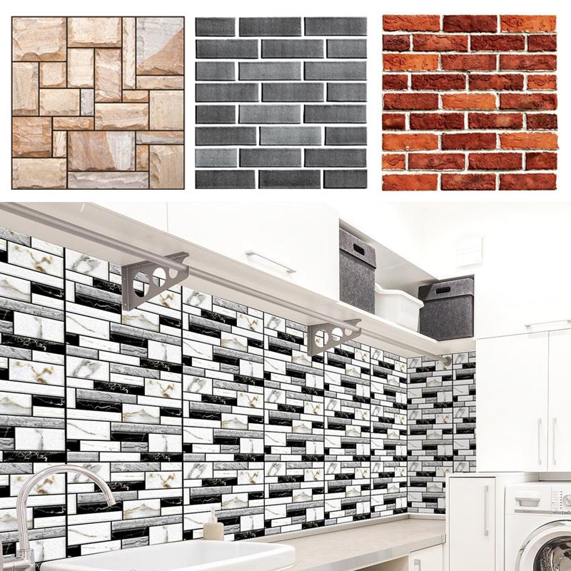 30x30CM Kitchen Touch Feel 3D Texture 4MM Thickness Wall Paper Tile Sticker Decal Home Decoration
