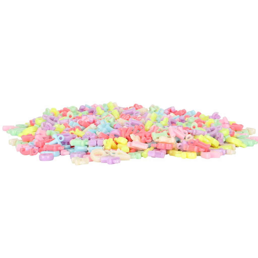 500Pcs Spacer Beads Colored Letter Plastic Hair Band Pendant Perforated Bead DIY Accessories