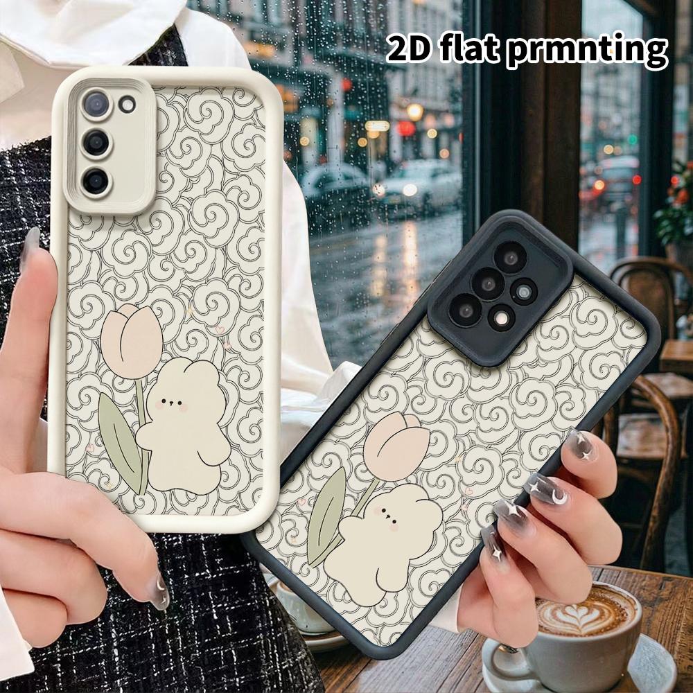 Phone Case: 2D Flat Samsung Galaxy A34 A35 M05 M06 S20 S22 S21 FE Plus 5G Protective Case, Tulip Little White Rabbit, Christmas and Halloween Gift
