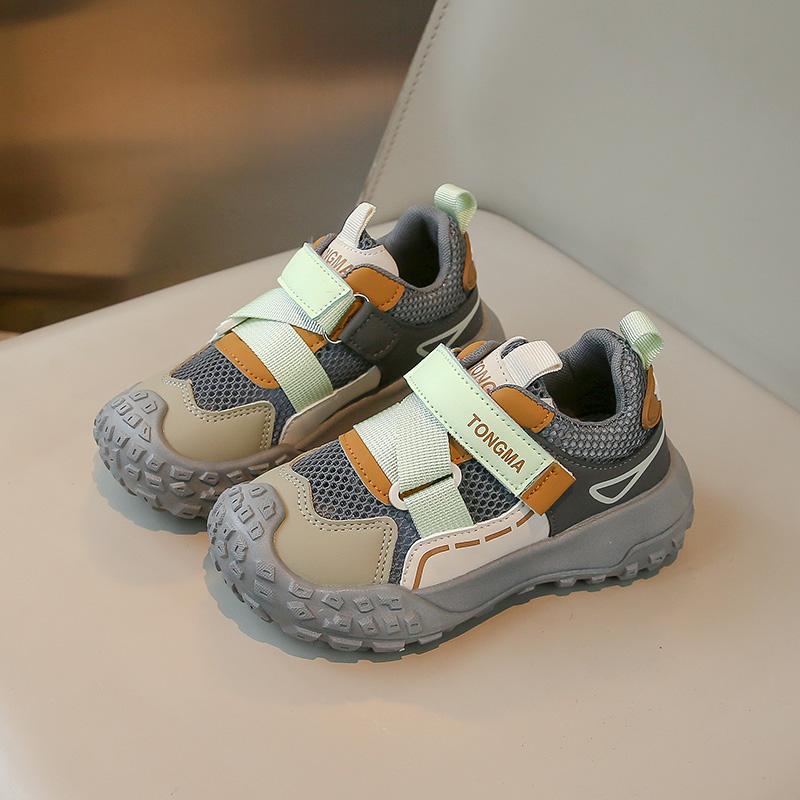 

Kids Tennis Shoes Mesh Breathable Non-Slip Soft Sole Sports Shoes for Boys Girls 2025 New Students Running Shoes Hook&loop 26 серый