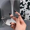 Square Rimless Anti-Blue Light Glasses Women Men Summer Silver Frame Optical Spectacle Eyeglasses Computer Reading Eyewear