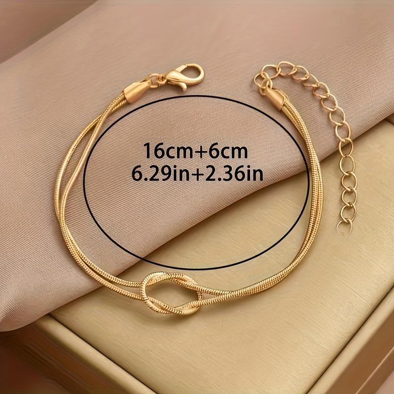 European and American Luxury Minimalist Snake Bone Double-Layer Knotted Bracelet