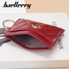Boiseen New Women's Card Bag Quilted Embroidered Thin Change Bag Rhombus Buckle Card Cover