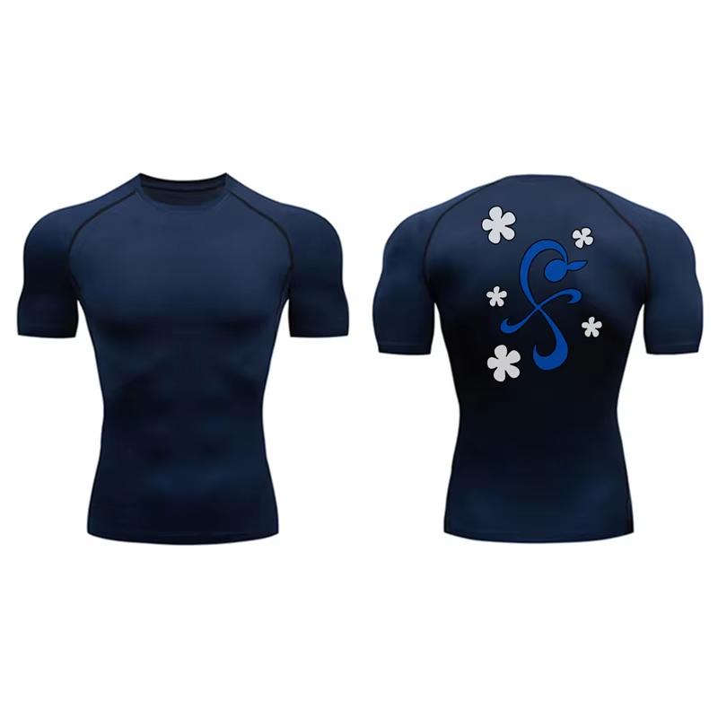 

Men s Summer Athletic Quick-Dry Compression Shirt with Graphic Back Print - Perfect for Gym, Running, and Training RL626 XXXL