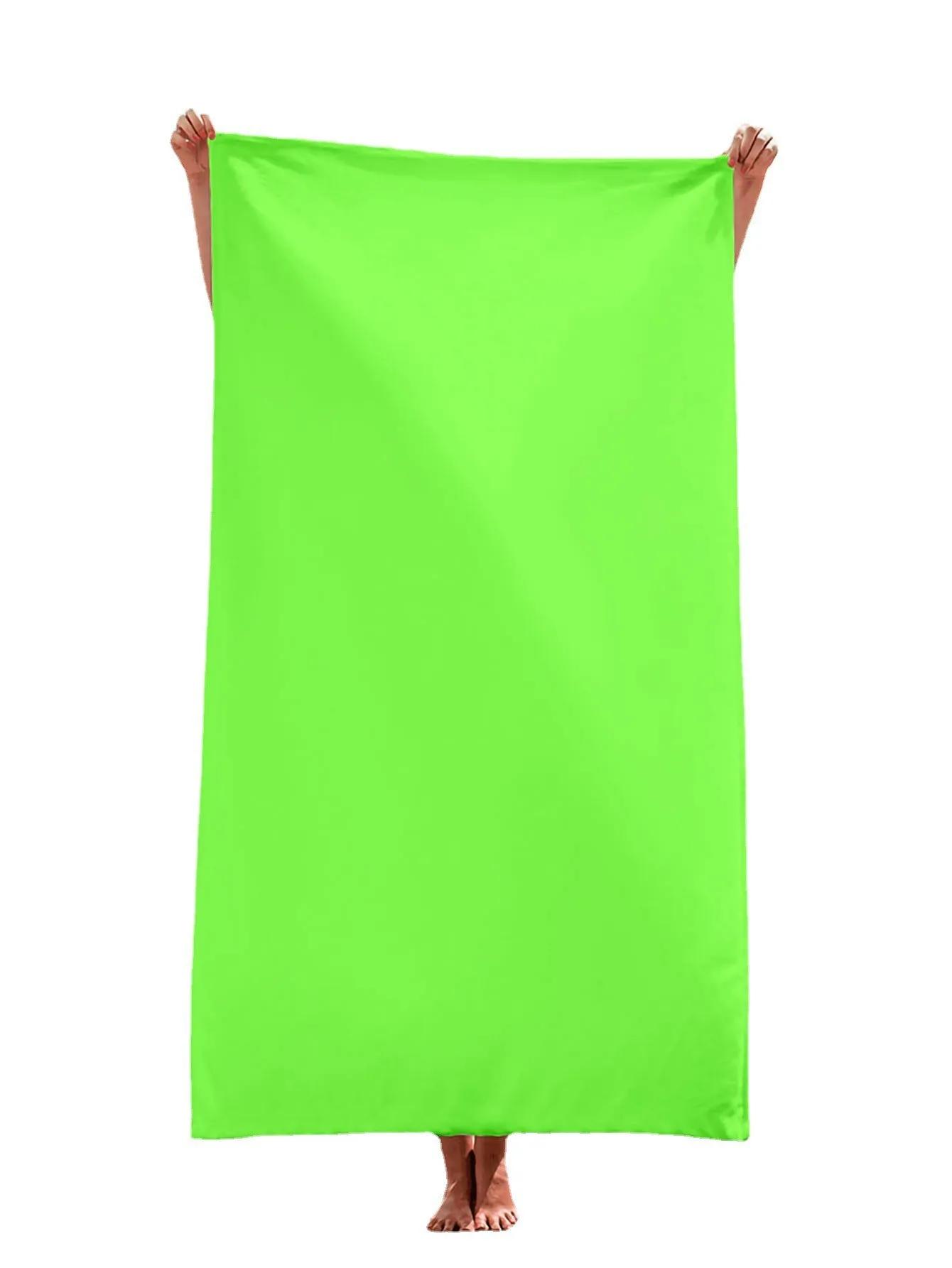 

Двустороннее бархатное банное полотенце, пляжное полотенце, прямоугольное пляжное полотенце, мягкое и удобное, однотонное пляжное полотенце 80x160cm зелёный
