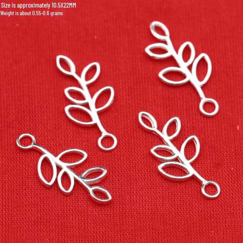 Sterling Silver Leaf Coin Purse Charm with Irregular Fragments and Spring Clasp for DIY Jewelry.