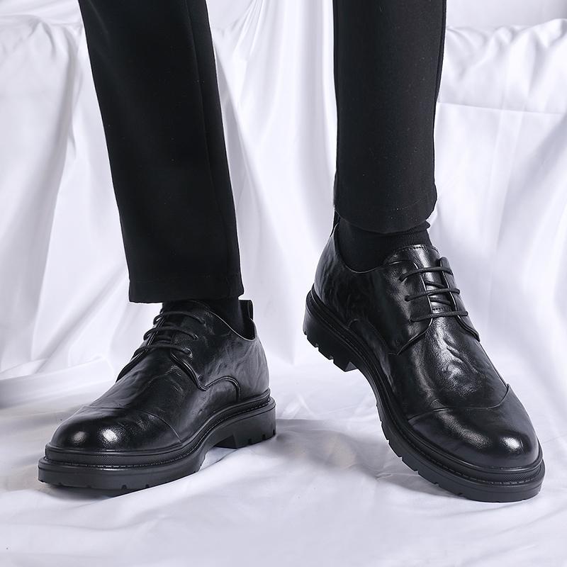 Oficjalne buty wizytowe męskie sznurowane moda Wiosna Jesień Włoskie Obuwie Eleganckie Klasyczne Prawdziwa Skóra But dla Mężczyzn