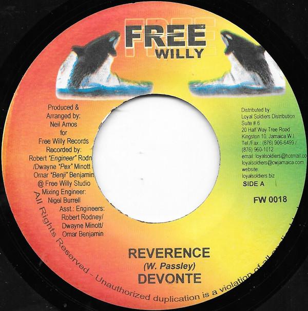 7inch Record DEVONTE - Reverence FW0018 Free Willy 2006 Jamaica Reggae, Ska & Dub Used