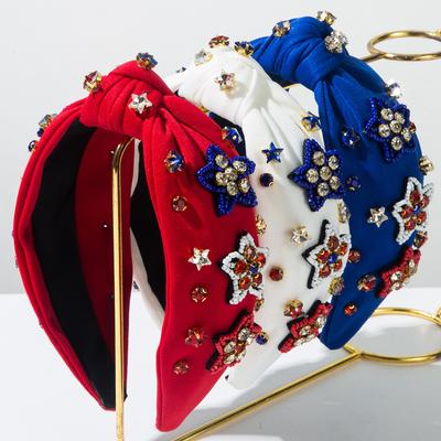 Luxuriöses mit Diamanten besetztes Stirnband Stoff mit Reisperlen und mit Sternen besetzte Haaraccessoires Damenmode Haarband Haarreif
