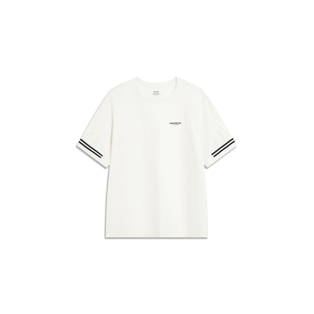 Li Ning X HZW Collaboration CF Su Series Color Block Loose Short Sleeve T-Shirt Women Tops Off-White ATST772-2