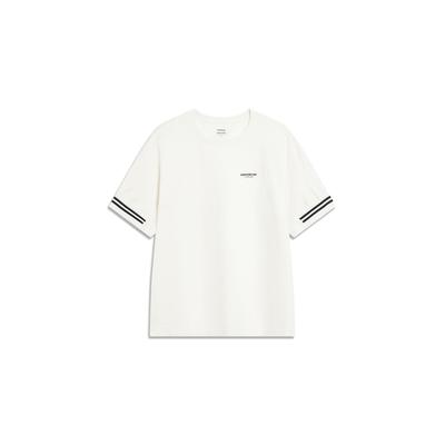 Li Ning X HZW Collaboration CF Su Series Color Block Loose Short Sleeve T-Shirt Women Tops Off-White ATST772-2