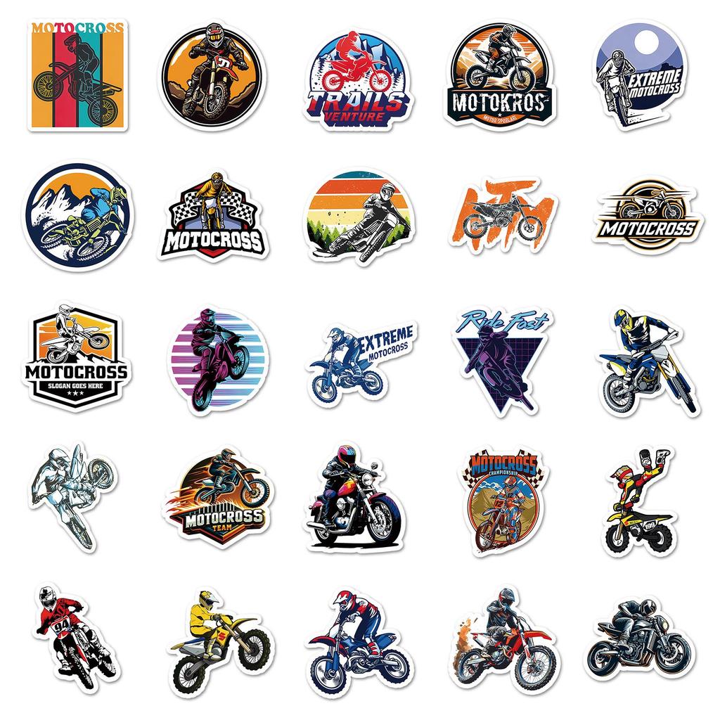 50 Off-Road Motorcycle Stickers: Cool, Waterproof Helmet & Suitcase Decorations