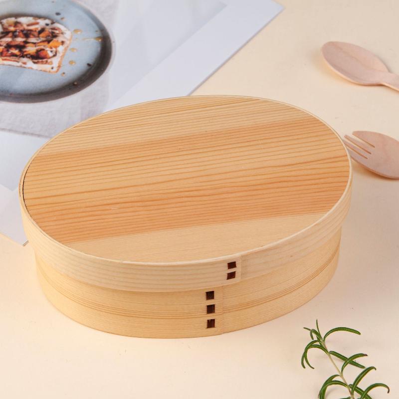 1 Pcs Wooden Food Container, Japanese Style Bento, Children' S Lunch Box, School Tableware, Bowl Box