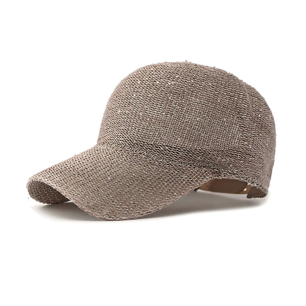 [Withmoons] Summer Mesh Baseball Cap with Glitter and Sequins, Adjustable Size, Golf & Sports Hat YZM0257 (Beige)