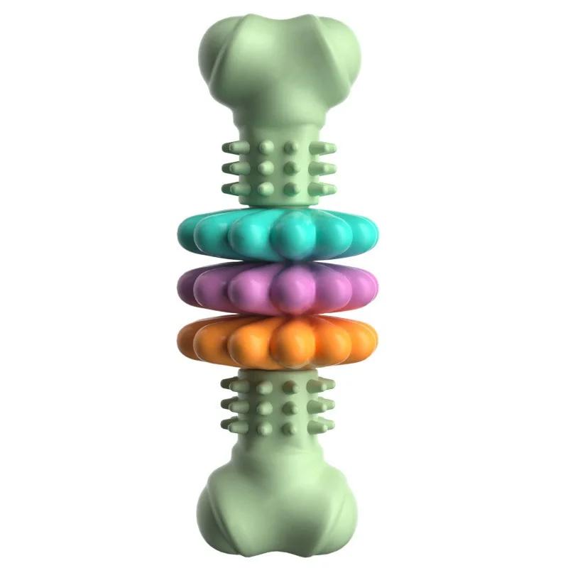 Durable Dog Chew Toys for Aggressive Chewers Bone Shape TPR Material Teething Puppy Toys for Teeth Cleaning Anxiety Relief