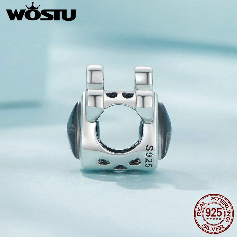 WOSTU 925 Sterling Silver Emotion Stone Beads Cute Pet Paw Charms for Women Girls Bracelet & Bangle DIY Fine Jewelry