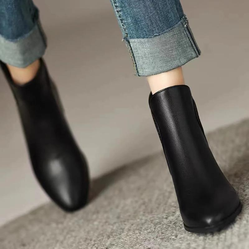 Women Ankle Boots Quality Casual Leather Boots Fashion Pointe Short Boots for Women Designer Fashion Boot Plush Warm Winter Boot