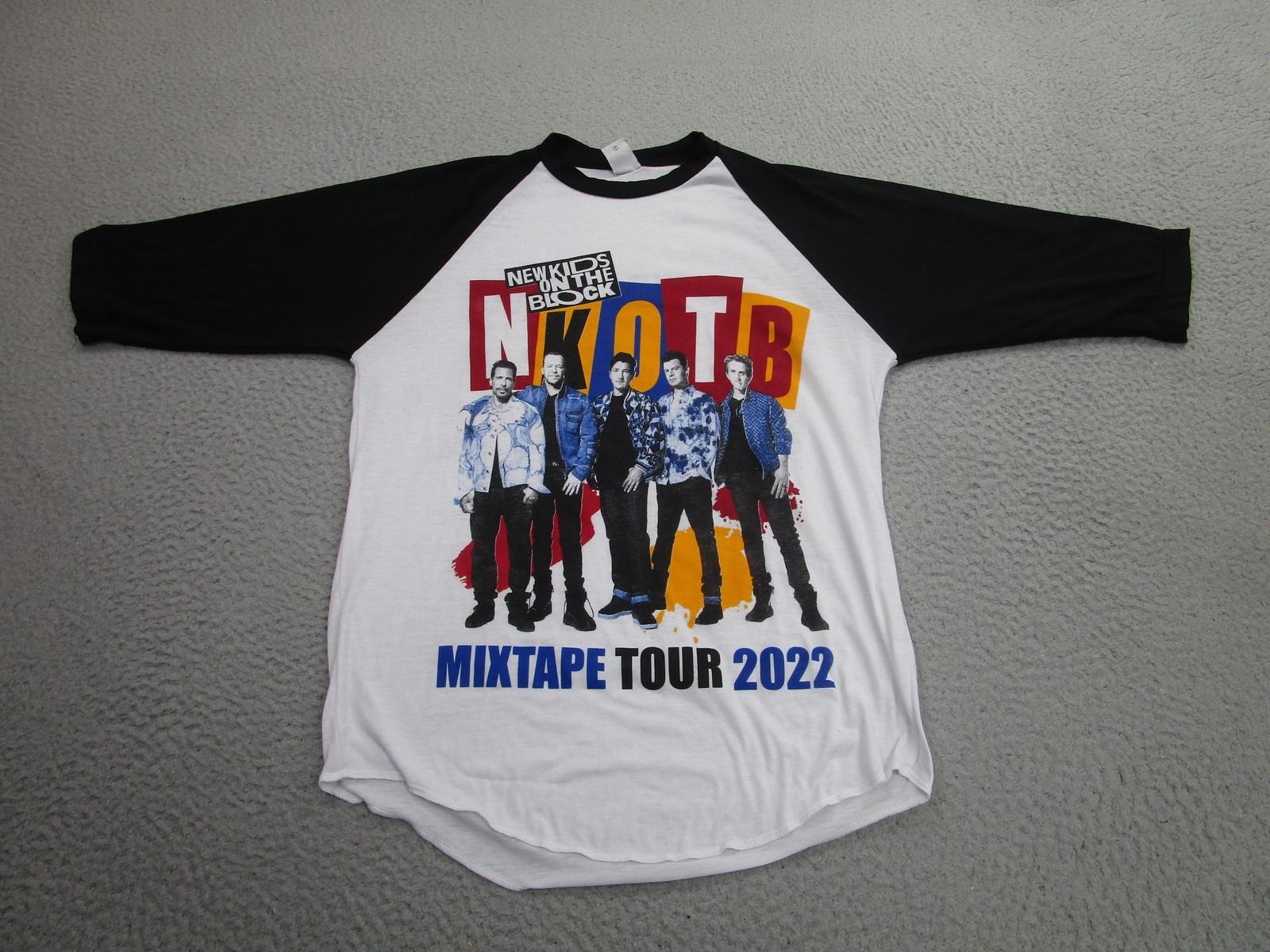 New Kids On The Block Shirt Mens Small Black White Mixtape Tour 2022 Raglan Tee L