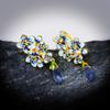 Silver Elegant And Exquisite Blue Floral Blue Drop Earrings Female Wedding Engagement Party Jewelry Gift