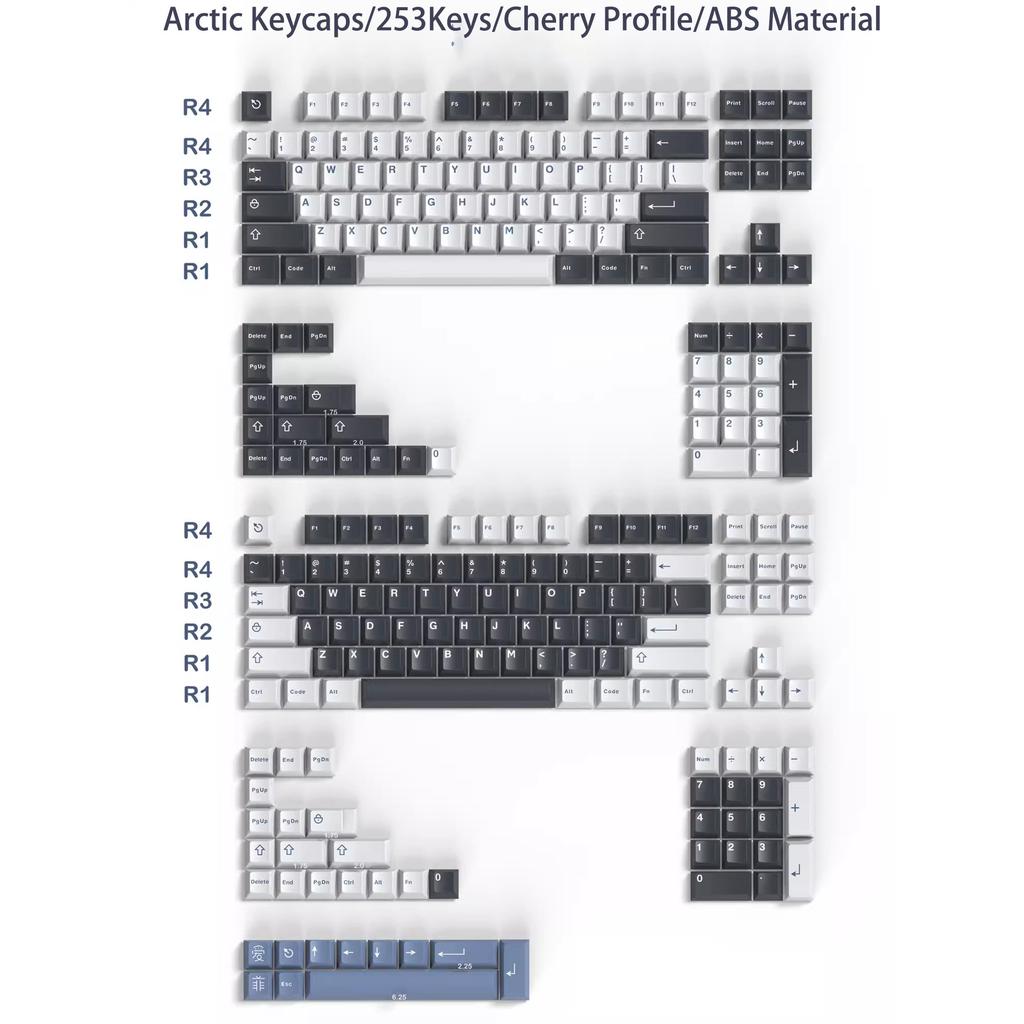 Cherry Profile 253 Keys Toxic Keycap Set Double Shot ABS Keycaps for Gateron MX Switches Mechanical Gamer Keyboard