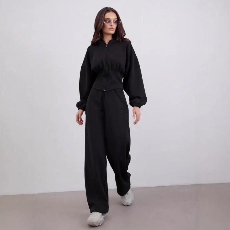 INS Fashion Casual Women's Waist Long Sleeve Cardigan Loose Pants Suit