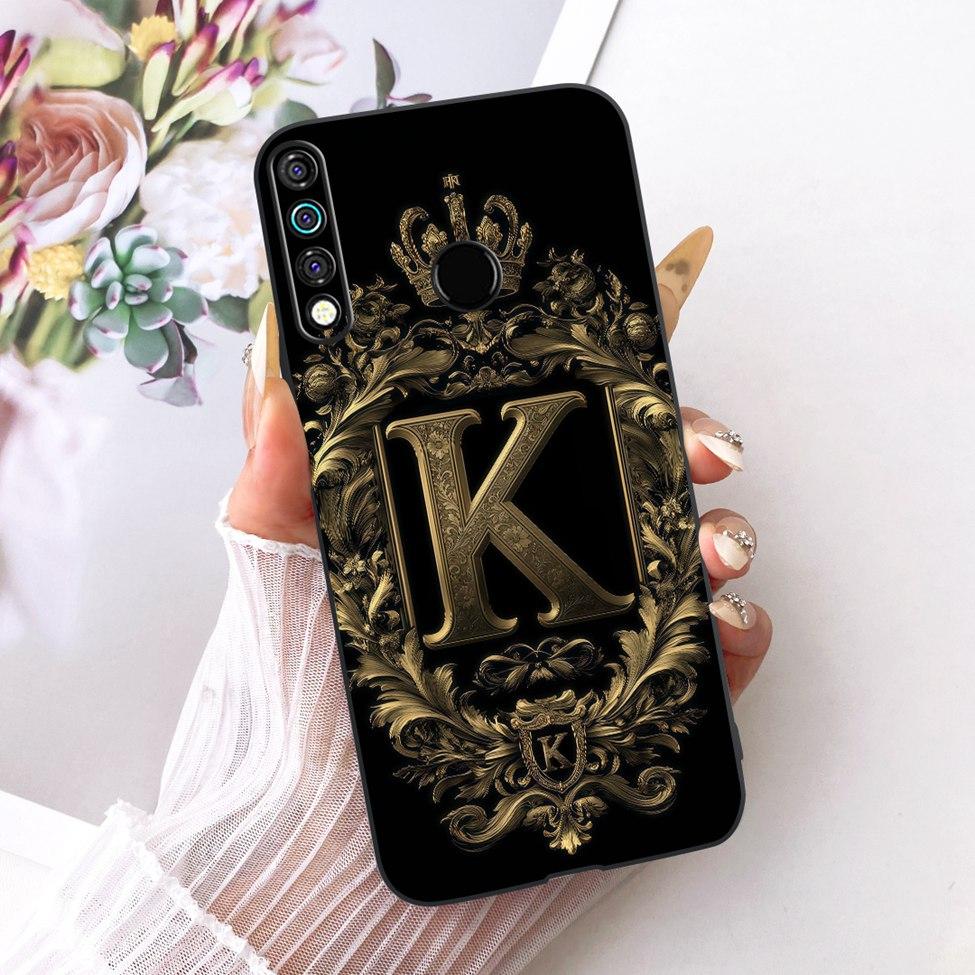 For Tecno Camon 12 CC7S Cover For Techno Camon 12 Case Silicone Luxury Crown A-Z Letters 2D Flat Pattern Soft Phone Casing