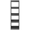 Bookshelf Room Divider Gray 40 x 30 x 135.5 cm Solid Pine Wood