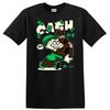 Cash Cartoon Character Holding Money Bag Graphic T Shirt Fun Green Tee