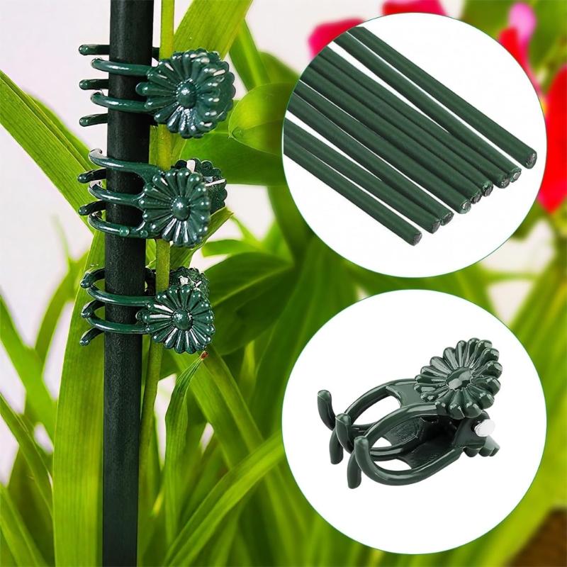 Green Bendable Plant Stake For Garden Flowers Vegetables Regulable Support Rod High Strength Plastic Easy Installation