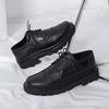 Fashion2024 British Style Men's Trend Luxury Brogues Shoes Men Wedding Leather Dress Shoes Black With Black Flats Formal Shoes Men