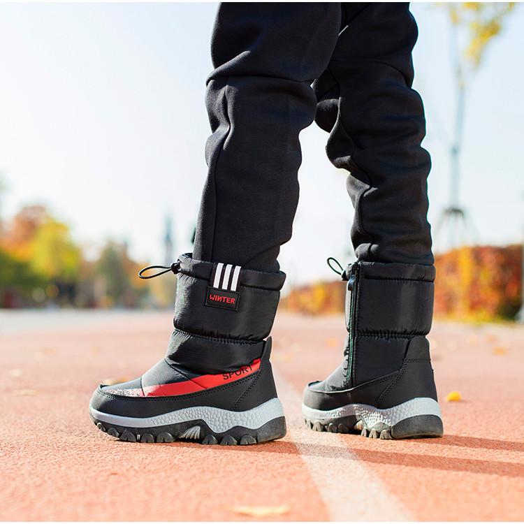 Thickened Childrens Boots Crampon Non Slip Warm Medium Snow Boots Winter Casual Waterproof Cotton Shoes Boys Girls