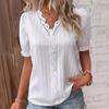 2023 Summer European & American Women's Hollow Short-Sleeve Holiday Fashion Shirt