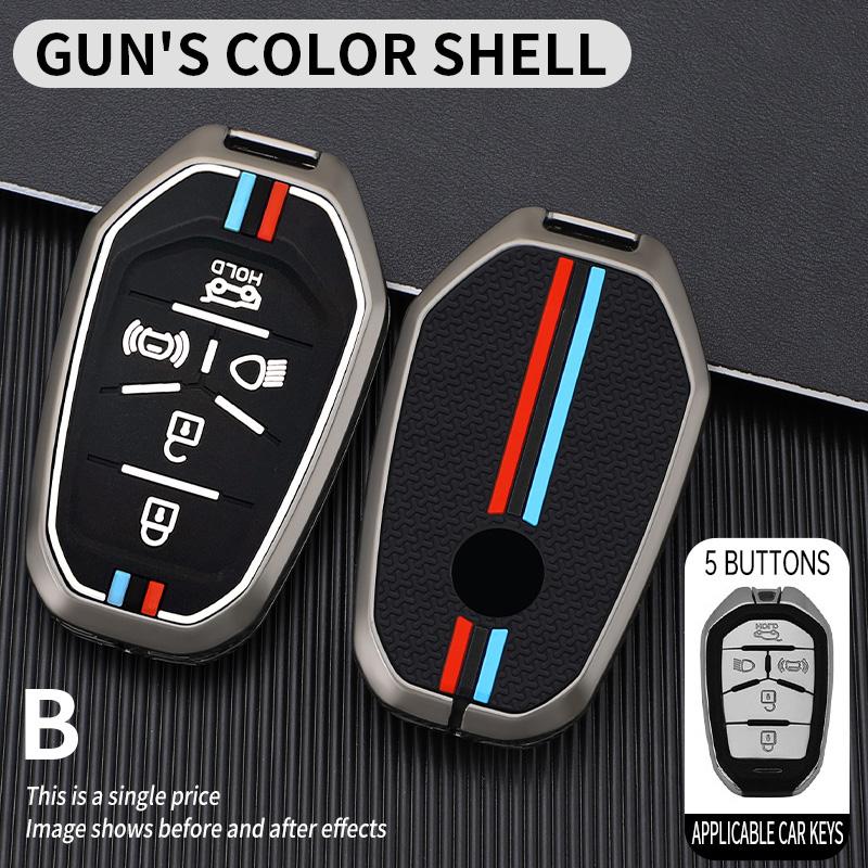 Zinc Alloy+Silicone Car Remote Key Case Cover Protective Shell Fob for Ssang Yong 2020 G4 Rexton CarKeychain Styling Accessories