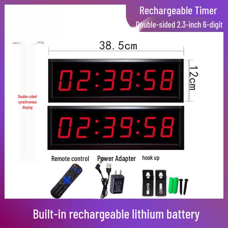 Handun Rechargeable 2.3-inch 6-Digit Double-Sided LED Timer