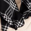 Black Wool Scarf Women's Winter Luxury Double-sided Plaid Pattern Warm Neck Thickened Imitation Cashmere Shawl