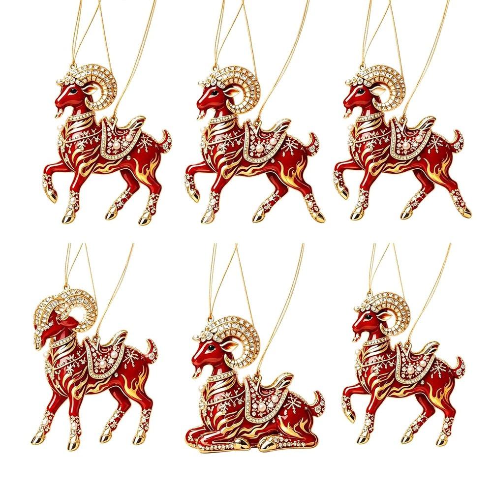 Acrylic Goat Pendant Shining Animal Hanging Decoration Zodiac Goat Souvenir  Holiday Party Decor