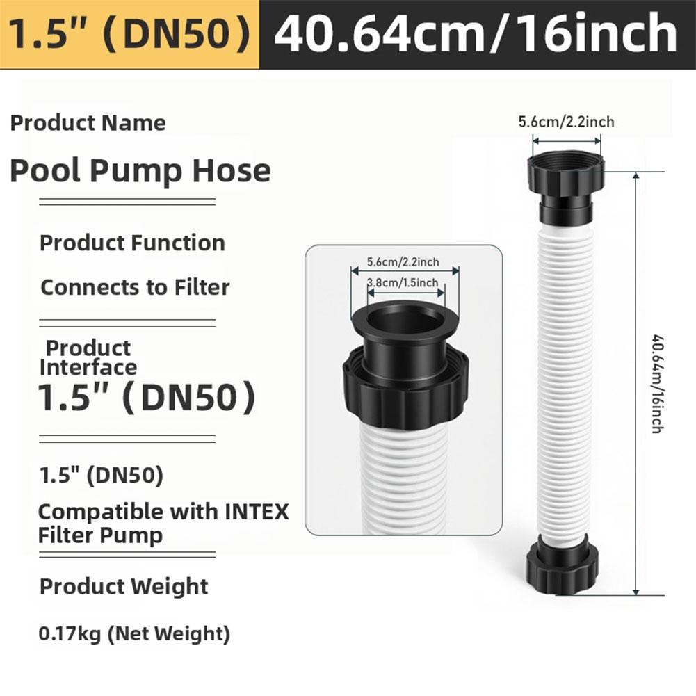 Tubo per Pompa Filtro Piscina da 1,5 Pollici per Sistemi Intex:Durevole= Collegamento Flessibile in PVC per Facile Installazione e Circolazione Ottimale dell'Acqua