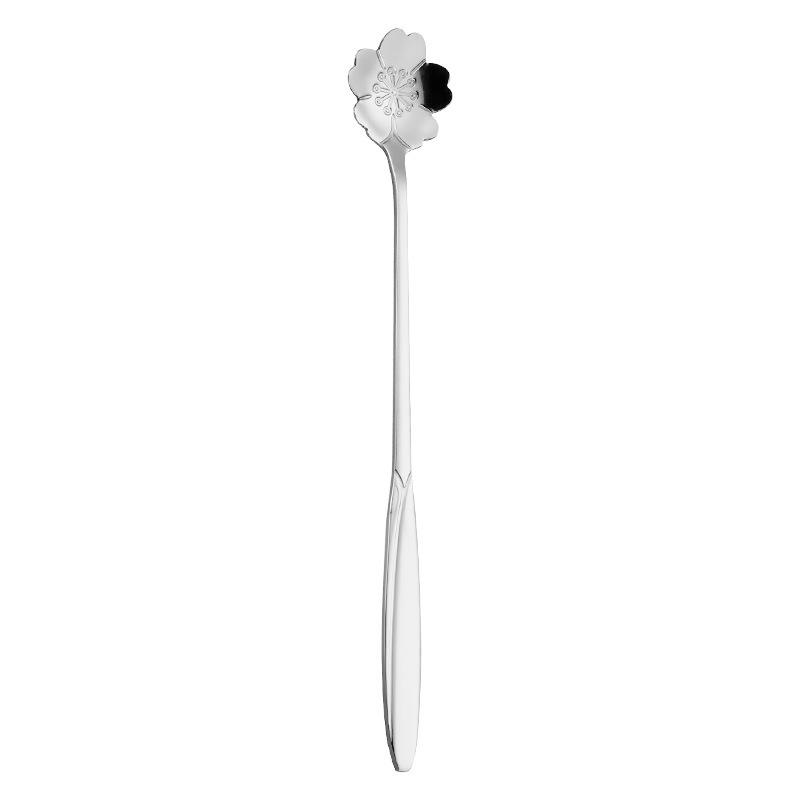 Stainless steel long handle stirring spoon milk powder coffee spoon dessert spoon creative golden small spoon small round spoon