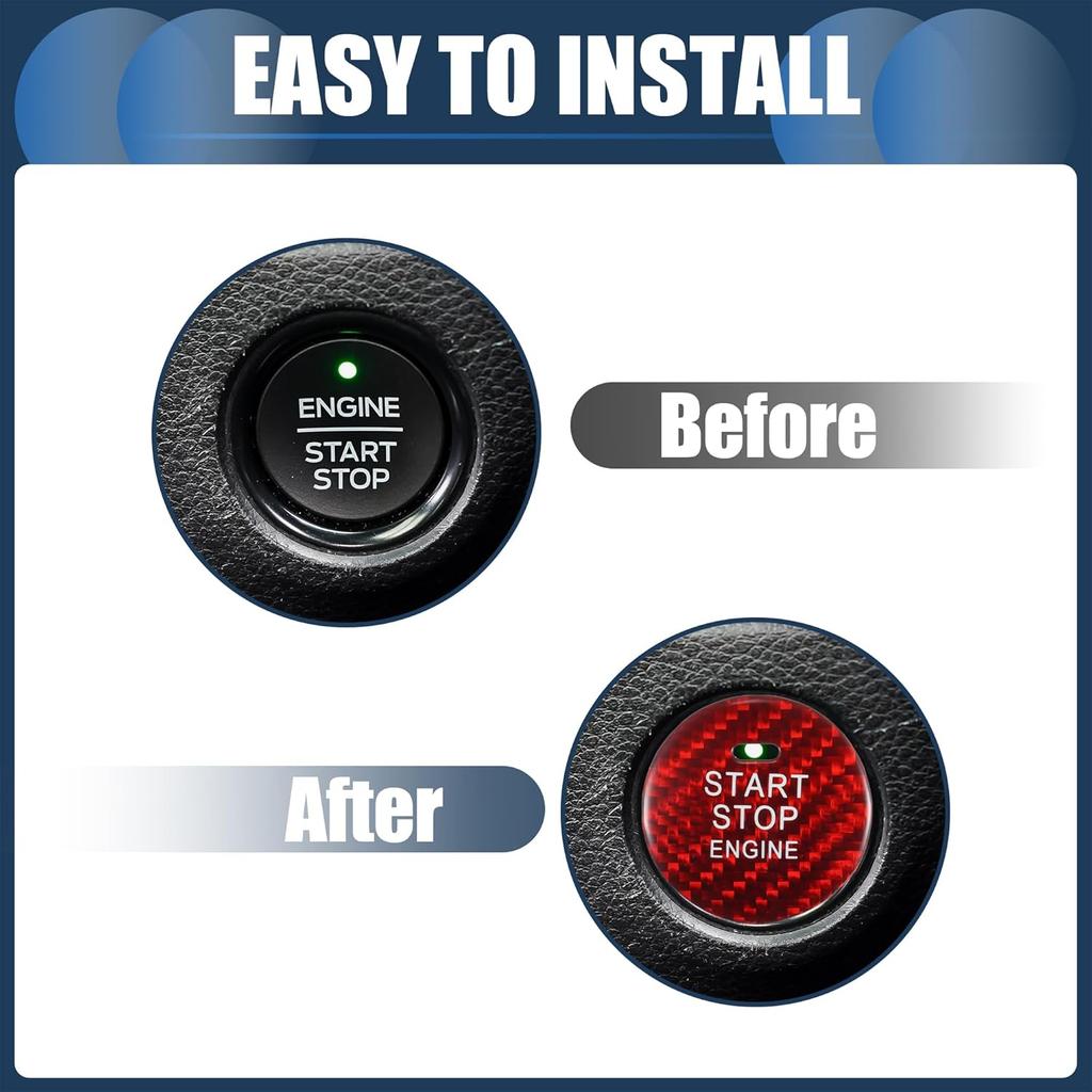 Engine Start Stop Button Cover,Front Ignition Starter Switch Sticker for Mazda 3 Red, 1 Pc