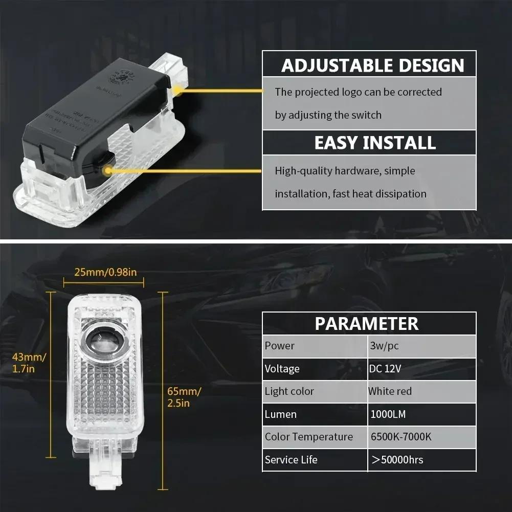 2PCS LED Car Welcome Lights HD Projector Lamp for 44Q ABT A6 RS6 A8 A3 SQ7 TT A5 A7 Q3 Q5 Q7Q44