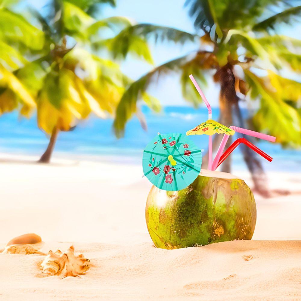 60pcs Plastic Colorful Umbrella Straw Camping Party Pool Beach Carnival Cocktail Bar Restaurant Drinks Decorative Straw YMY