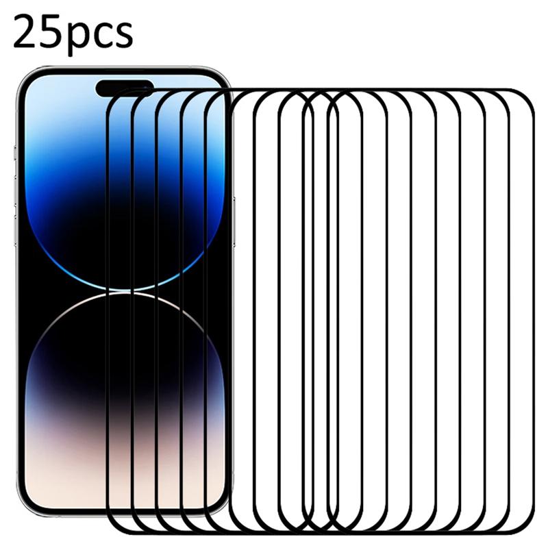 

25Pcs For iPhone 14 Pro Screen Protector Medium Alumina Glass Silk Printing Ultra Clear As Shown A