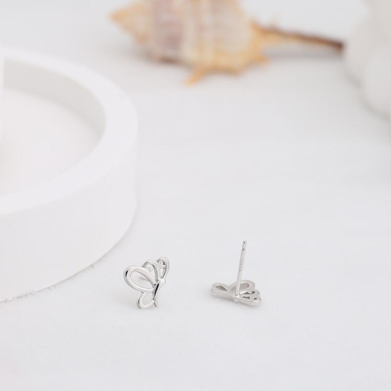 Butterfly Earrings for Women  Plain Silver Hollow, Small Exquisite and Versatile Earrings Simple  Fashionable and Temperamental Earrings