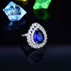European Elegant Jewelry Set Imitation Sri Lanka Cornflower Blue Sapphire Pendant Open Ring Earrings for Women