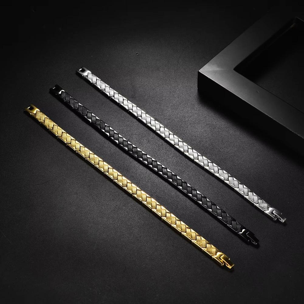 Hip Hop Waterproof 316L Stainless Steel Textured Bracelet / Diamond Cut Bracelet Men's Gift Bracelet Hypoallergenic Anti-tarnish