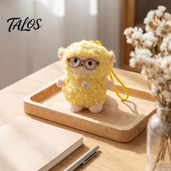 Soft Waxy Plush Pendant Sheep Doll for Bags And Keys, Curly Stuffed Animal Keychain Polyester Fiber with Bow Glasses Accessories, Cute Hanging