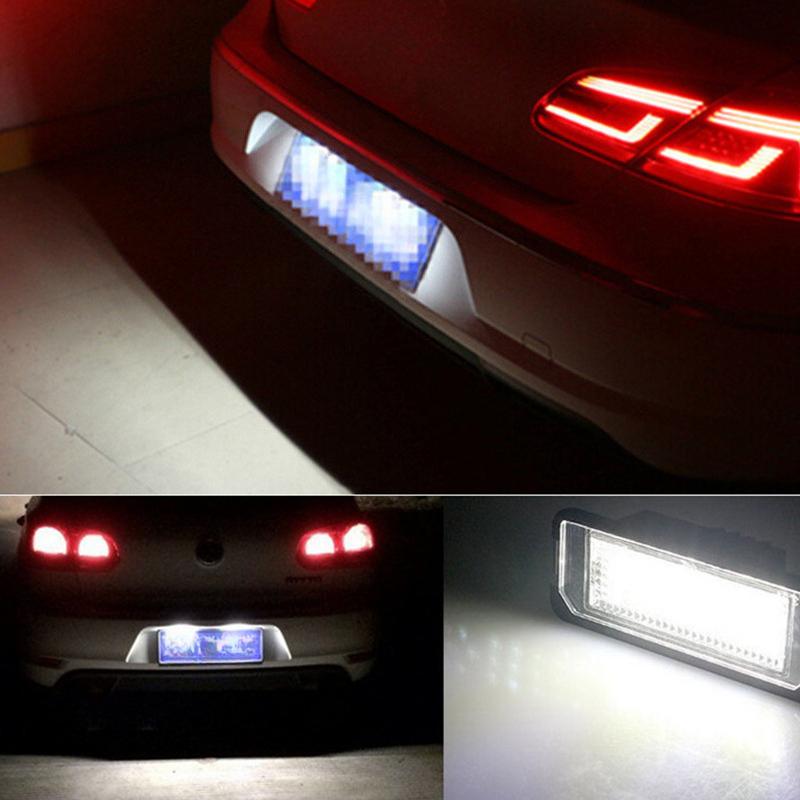 2Pcs Car Led Bulbs Number License Plate Lights White for Polo (6N2.9N.6R) 2000-2014 Golf 4/5/6/7 Passat Amarok Seat Ibiza Leon